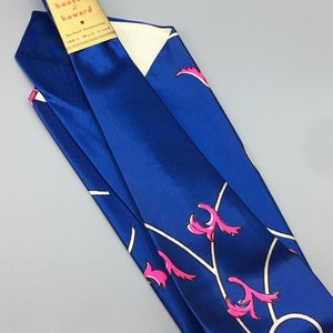 Vintage New Old Stock 1940s Blue Abstract Necktie Crazy Colors image 2