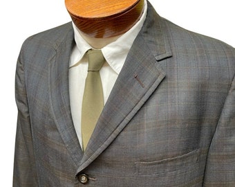 Vintage 1960’s Collegiate Style Green Plaid Sport Coat 40 Long