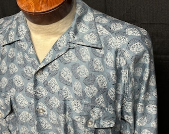 Crazy Vintage 1950’s Custom Made Atomic Print Shirt XXL