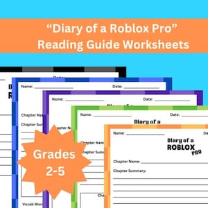 Könnte beinhalten: Ein Satz druckbarer Lese-Leitfäden für die Klassen 2-5. Die Arbeitsblätter sind für das Buch "Diary of a Roblox Pro" konzipiert. Jedes Arbeitsblatt enthält Platz für den Namen des Schülers, das Datum, den Kapitelnamen, die Kapitelzusammenfassung und Vokabeln.