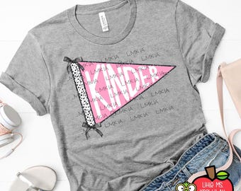 Pink Dalmatian Pennant Teacher T-Shirt, Coquette Varsity Style