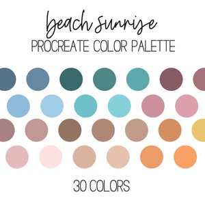 Beach Procreate Color Palette, Sunrise Palette, Morning sunrise Procreate color palette, Sunset on beach Color palette