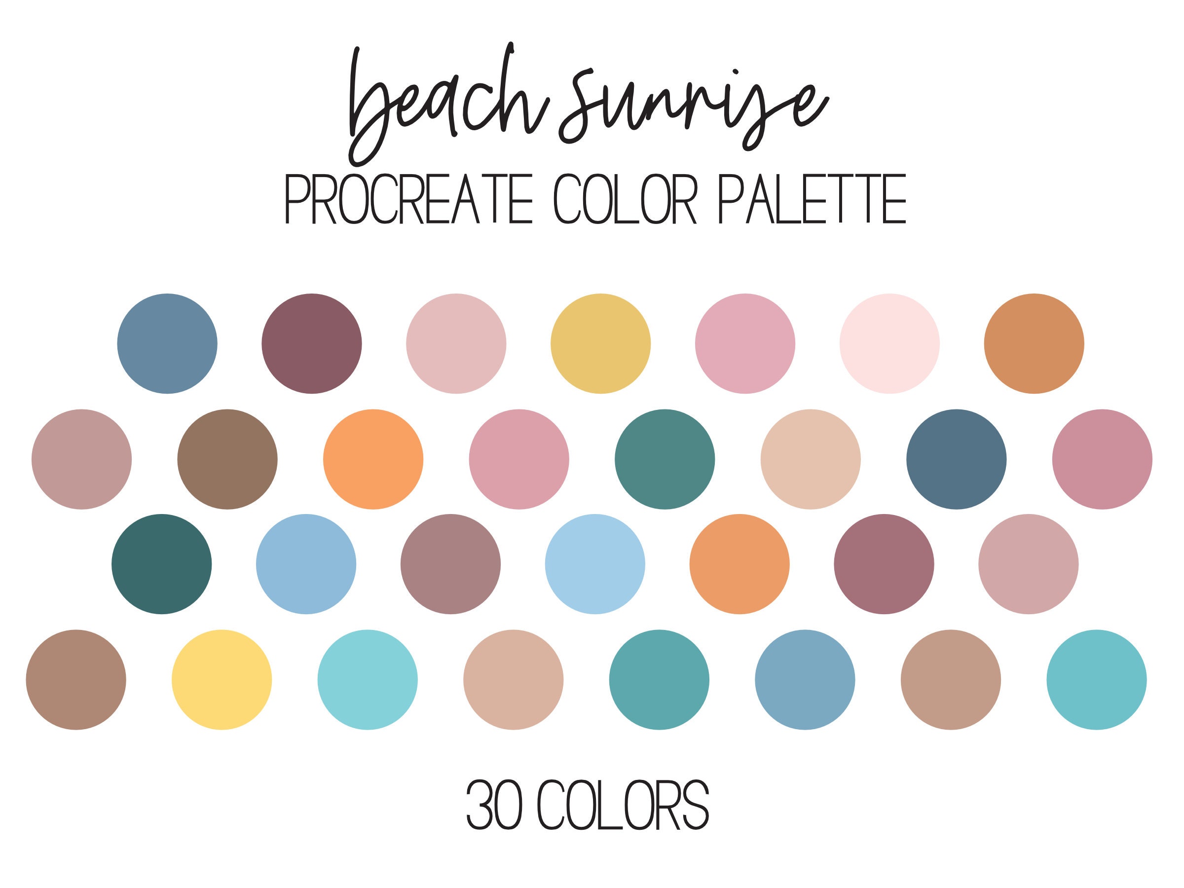 Beach Procreate Color Palette, Sunrise Palette, Morning Sunrise ...