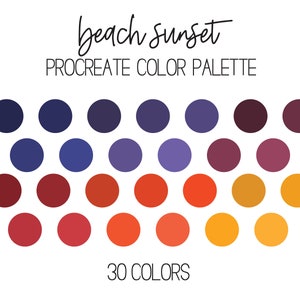 Beach Sunset Color Palette, Sunset Palette, Evening Sky Procreate color palette, Sunset on beach Color palette