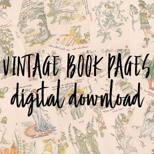 Vintage boek digitale download, Shakespeare bloemen voor junk journal, Bullet Journal Stickers, Scrapbooking Card Photos