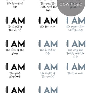 I AM  John Verses Instant Download, Bible Journaling Wordfetti, Bible Verse Stickers, Christian Planner, Bible Study John