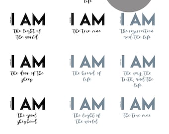 I AM  John Verses Instant Download, Bible Journaling Wordfetti, Bible Verse Stickers, Christian Planner, Bible Study John
