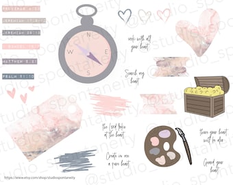 Valentine’s Bible Journaling Kit, Bible Journaling Printable, Heart Verses, Bible Stickers, Christian Art, Pastel Bible Journaling Kit