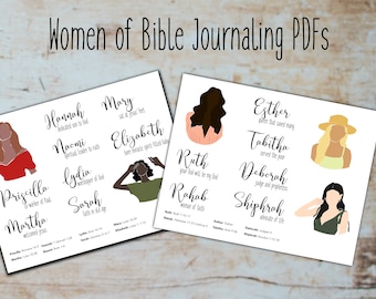 Women of BIble Bible Journaling Kit, Women of BIble Reference Sheet, Esther, Ruth BIble. Hand-drawn diverse women digital download