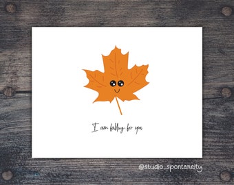 Printable I am falling for you card, thanksgiving card, cute fall card, fall card for boyfriend or girlfriend, autumn anniversary card