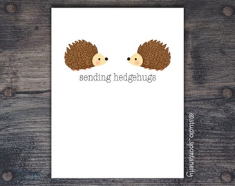 Printable Sending Hedgehugs Card, Digital Miss you card, thinking of you card, cute hedgehog card, best friend card, punny card