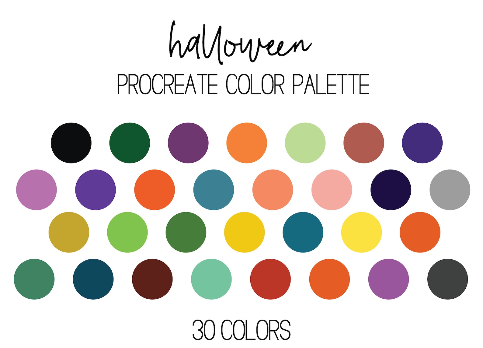 Halloween Color Palette, Spooky Color Palette, Dark Rainbow Procreate