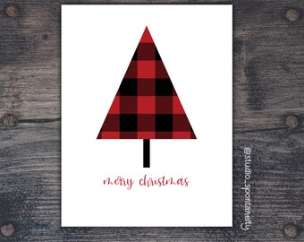 Printable  Christmas Card,Modern Christmas Card, Farmhouse Christmas Card, Plaid Christmas Card, Cute holiday card