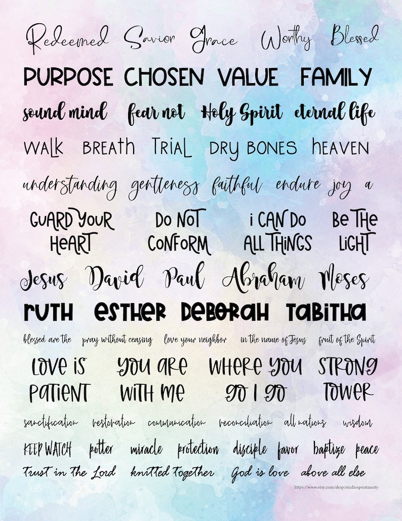 Bible Journaling Wordfetti Printable Christian Words Bible Etsy UK