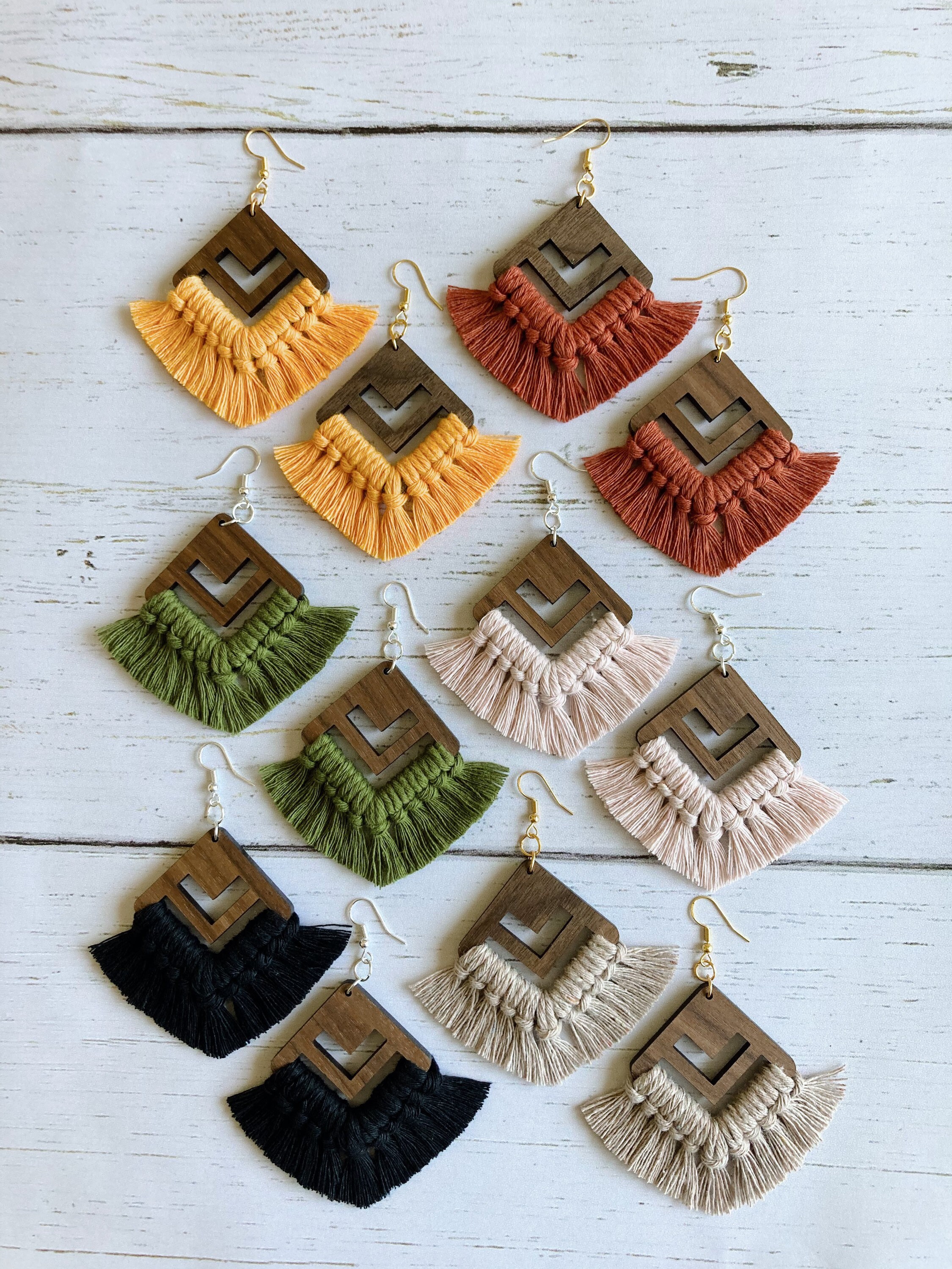 Macrame earrings / Macrame jewelry Macrame accessories/ Etsy