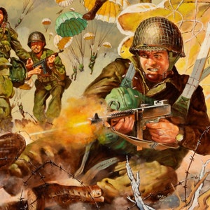 Póster de guerrero de lanzamiento aéreo: decoración de pared militar de 45 x 60 cm, impresión vintage de la Segunda Guerra Mundial, paracaidistas, decoración de oficina en casa, regalo para veteranos