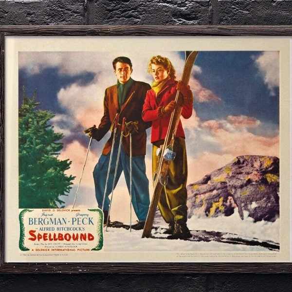 Spellbound -- 8.5" x 11" Art Print || Hitchcock Thriller with Gregory Peck & Ingrid Bergman! Enchanting Ski B.G.-Themed Wall Decor!