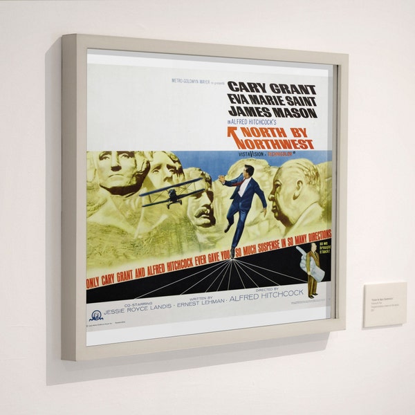 North by Northwest -- Deluxe 8.5" x 11" Poster Art Print || Hitchcock! Cary Grant! Eve Marie Saint! Mt. Rushmore!