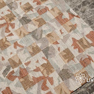 Handwoven Modern Abstract Colourful Jute Rug, Flat Weave Boho Kilim Decor, Custom made