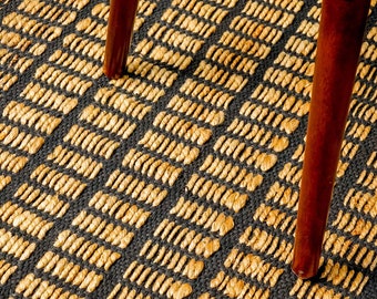 Handgewebtes natürliches Gitter Geometrisches Muster Juteteppich - Nachhaltig & umweltfreundlich - Anpassung verfügbar