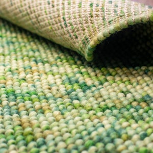 Sage Green Chunky Looped Wool rug - Scandinavian Hand made fluffy wool area rug - Premium wool, Personalised Room Rug, Custom made
