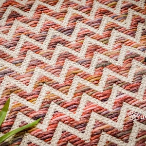 Tappeto in lana astratta multi-miscela, morbido, tappeto in lana con motivo a zig-zag colorato, tappeto decorativo funky, tappeto per cameretta dei bambini, personalizzabile in qualsiasi dimensione