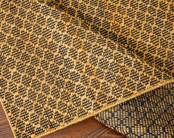 Handgewebter gerippter Jute-Teppich mit Wabenstruktur - Nachhaltiger Naturfaserteppich - Anpassung möglich