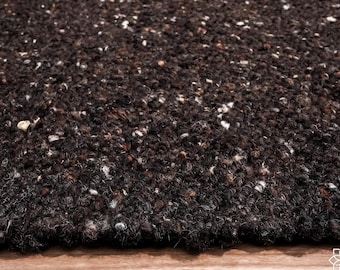 Natural Brown Textured Wool Rug : Handwoven Neutral Earthy Toned Scandinavian Decor, Custom made