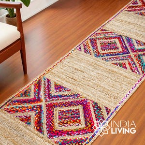 Artisanal Multicolor Jute Rag Runner for entryway or Hallway, Sustainable Home Decor, High-Quality Craftsmanship, custom made, Colourful rug