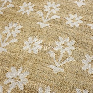 Natural Floral Jute Rug, Contemporary Boho Decor, Flower Pattern, Eco-Friendly Flat Weave image 14