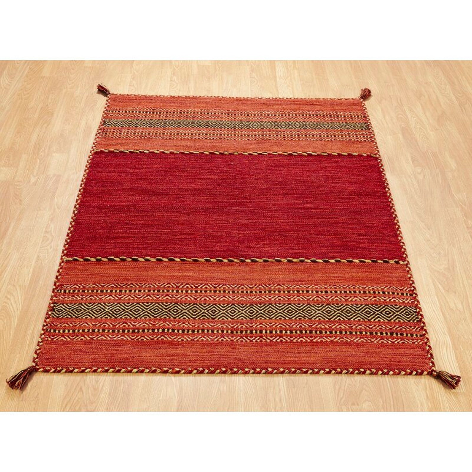 INDIAN COTTON KILIM Red Rug 4x6 2x3 Etsy