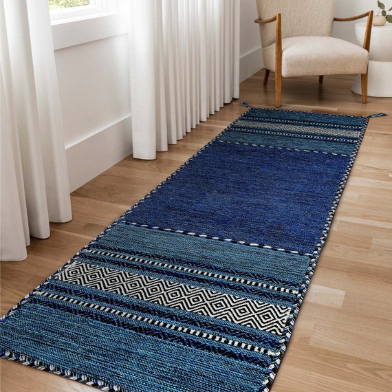 Blue Moroccan Runner Hallway Runner Indigo Kilim Kitchen Runner