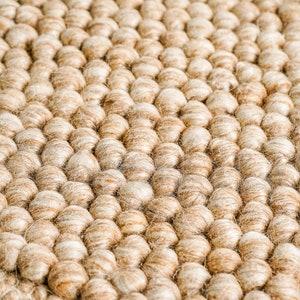 Chunky Beige Wool rug - Hand woven, Looped, Scandinavian Decor, Cozy, Custom made in all sizes