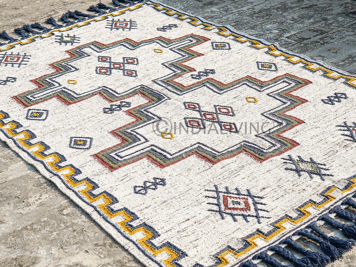 Handwoven Tribal Aztec Bohemian Style Indoor Outdoor Kilim Area Rug ...