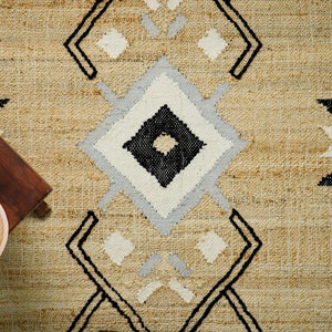 Picture of Native American Inspired Hand Woven Natural Jute Rug, Modern Bohemian ...
