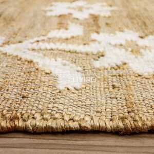 Natural Floral Jute Rug, Contemporary Boho Decor, Flower Pattern, Eco-Friendly Flat Weave image 17