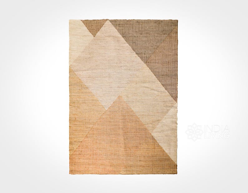 Textile Rug Earthy Modern Abstract Earthy Tone Natural Jute Rug, Handwoven Modern Flat ...