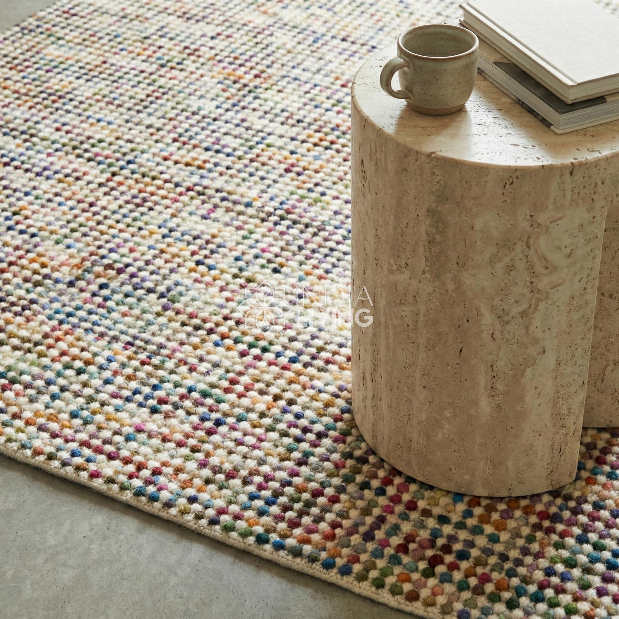 Multicolour Wool Rug Chunky Multi Blend Felted Wool Carpet, Handwoven New Zealand Rug, Funky ...