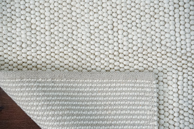 Bumpy Wool Rug Chunky Looped Fluffy Ivory Wool Rug, Soft Scandinavian Decor Indoor ...