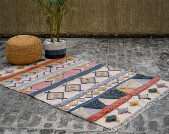 Handgeweven pastelkleurig Marokkaans AREA-tapijt/eetkamer/chique tapijt/esthetisch tapijt/woonkamer/binnen/op maat gemaakt 5x8 8x10 9x12 10x14