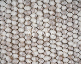 Custom Beige Mix Chunky Looped Wool rug, Scandinavian decor, indoor wool rug, Pet-Friendly, Custom made