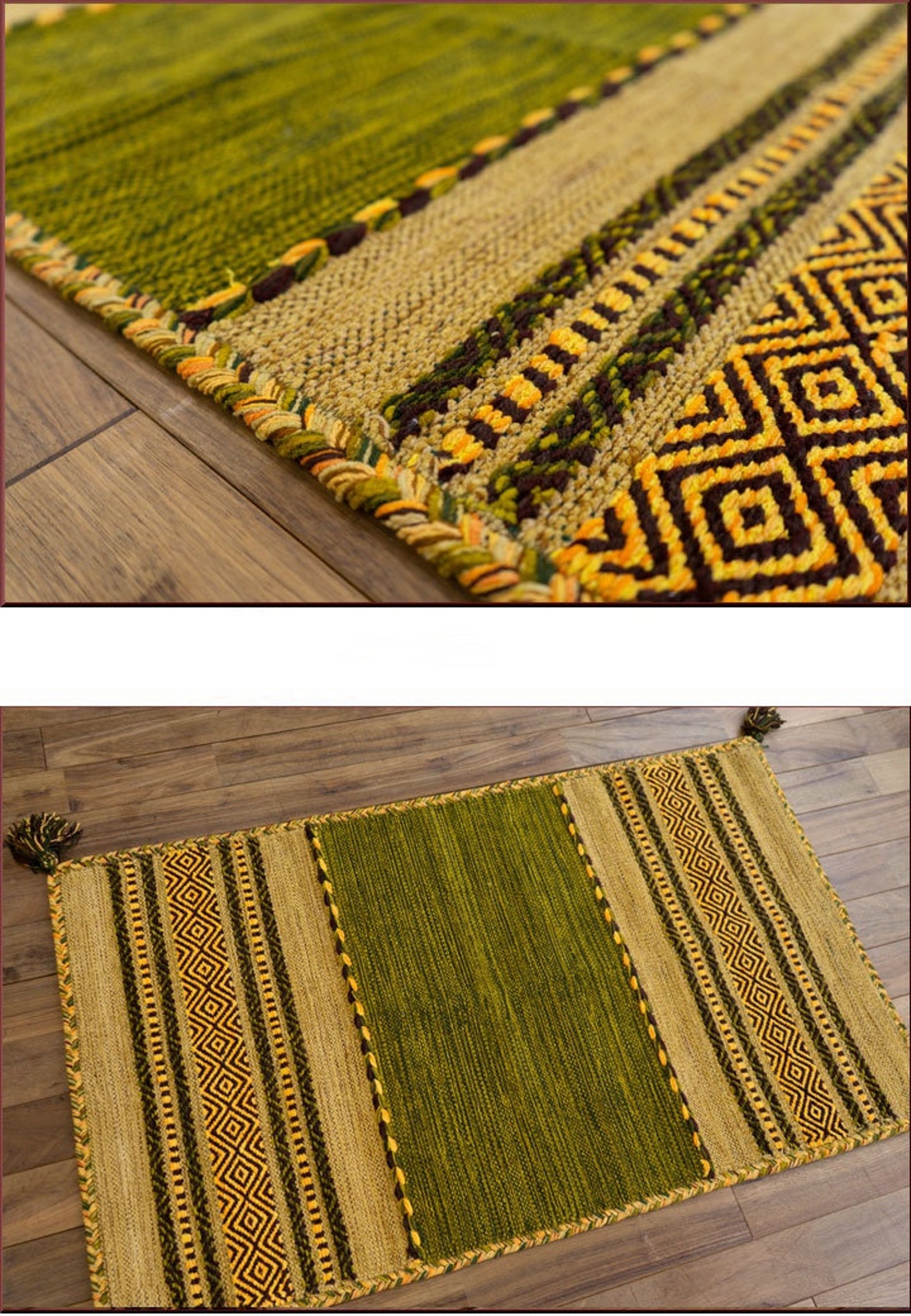 INDIAN COTTON KILIM Green Rug 4x6 2x3 Etsy