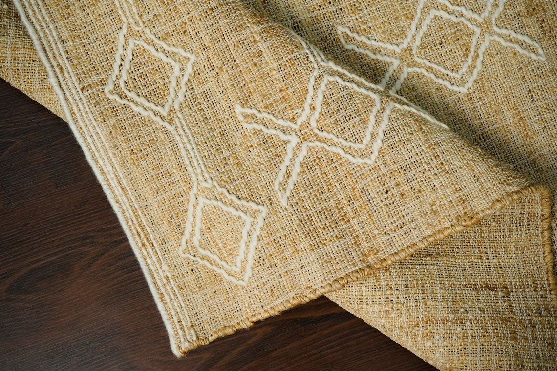 Abstract Flat Weave Natural Jute Area Rug - Contemporary Modern Boho ...