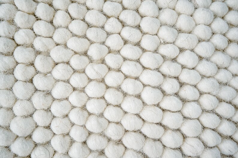 Bumpy Wool Rug Chunky Looped Fluffy Ivory Wool Rug, Soft Scandinavian Decor Indoor ...