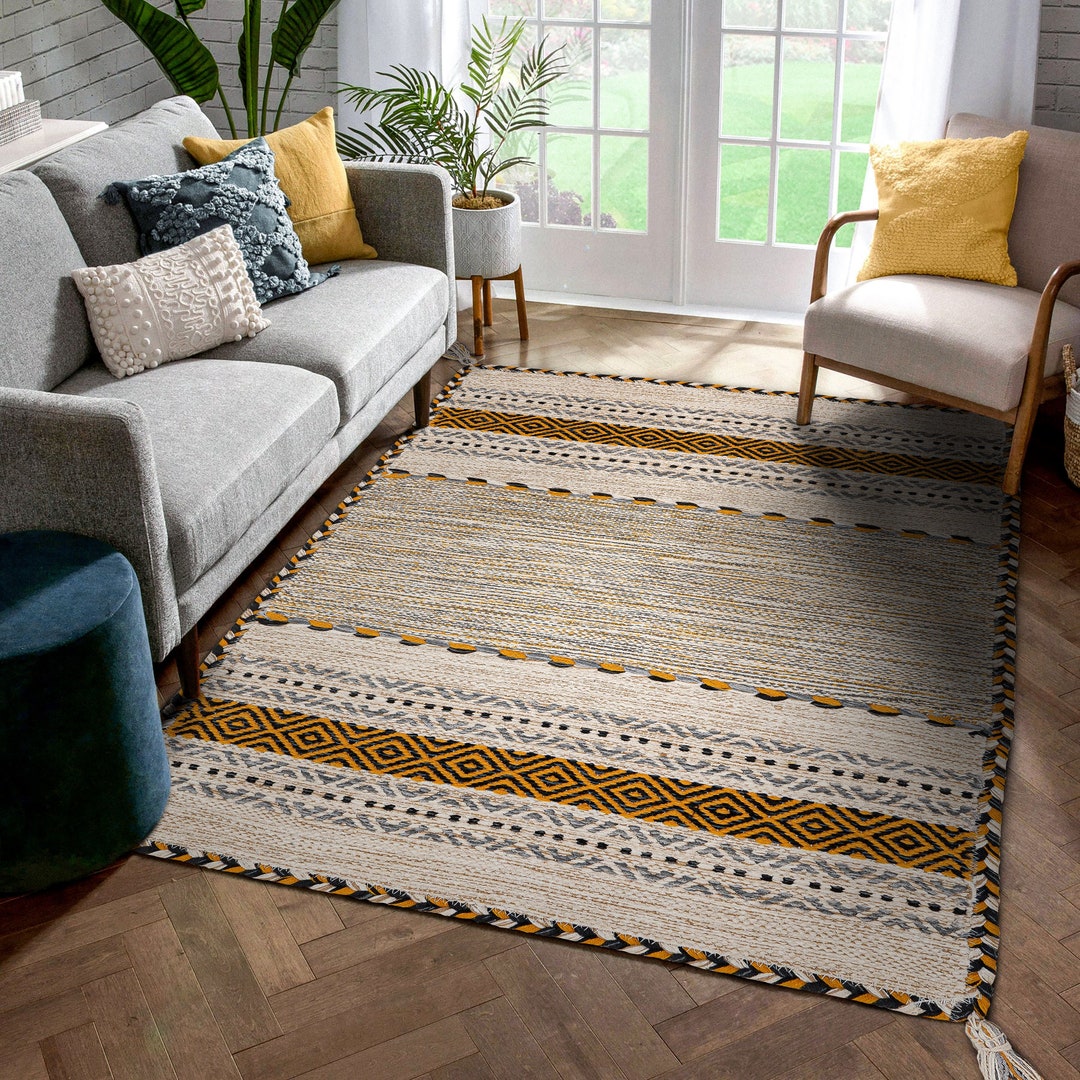 Ivory Kilim Rug 3x5 Ivory Gold Kilim Rug Ethnic White Etsy