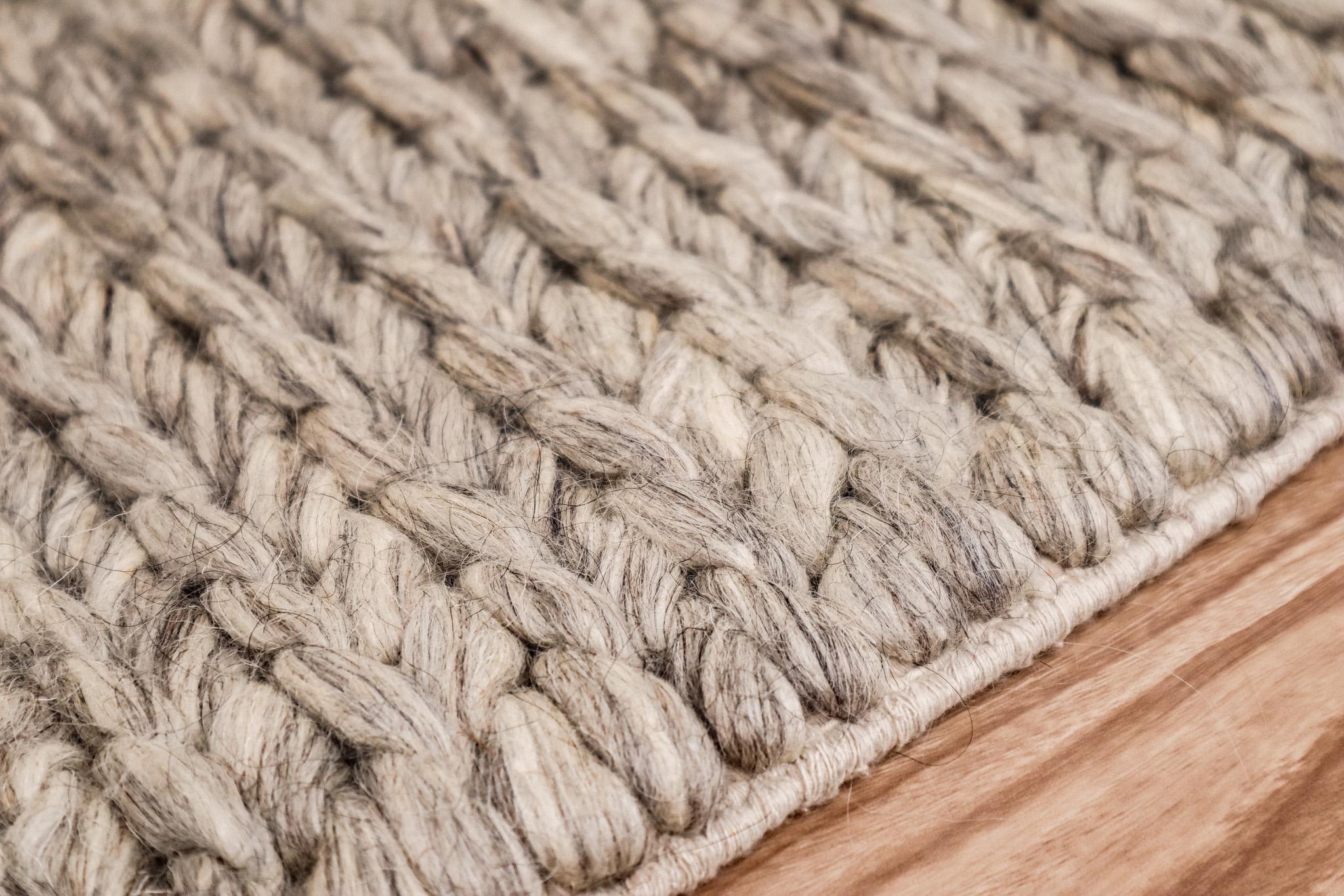 Chunky Cable Knit Wool Rug, Braided Natural Gray Custom Made ...