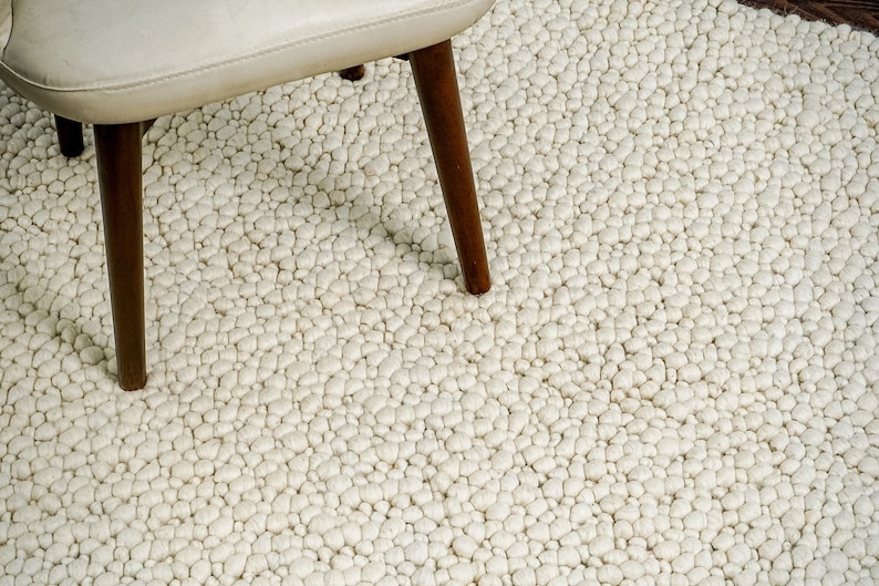 Bumpy Wool Rug Natural Ivory Chunky Pebble Wool Rug - Handwoven Scandinavian Modern ...