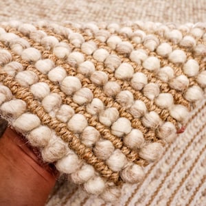 Bumpy Wool Rug Hand Woven Wool Jute Rug, Chunky Camel Beige, Scandinavian Design - Etsy