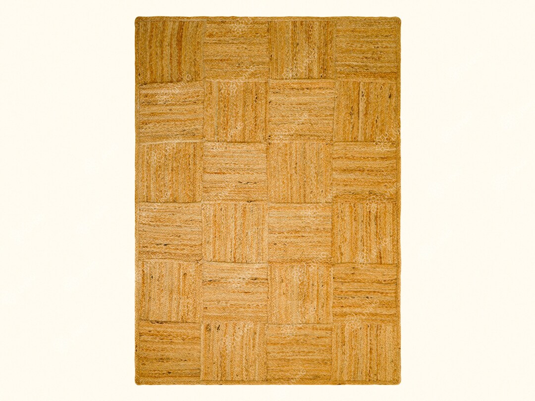 Buy Handwoven Jute Area Rug, Natural Square Pattern Jute Rug, Room Decor Rug, Braided Jute Rug