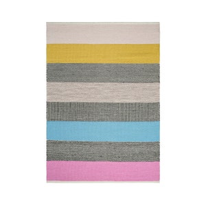 Rainbow striped Colourful Modern Textured wool Kilim Rug, abstract, flatweave rug, Custom made